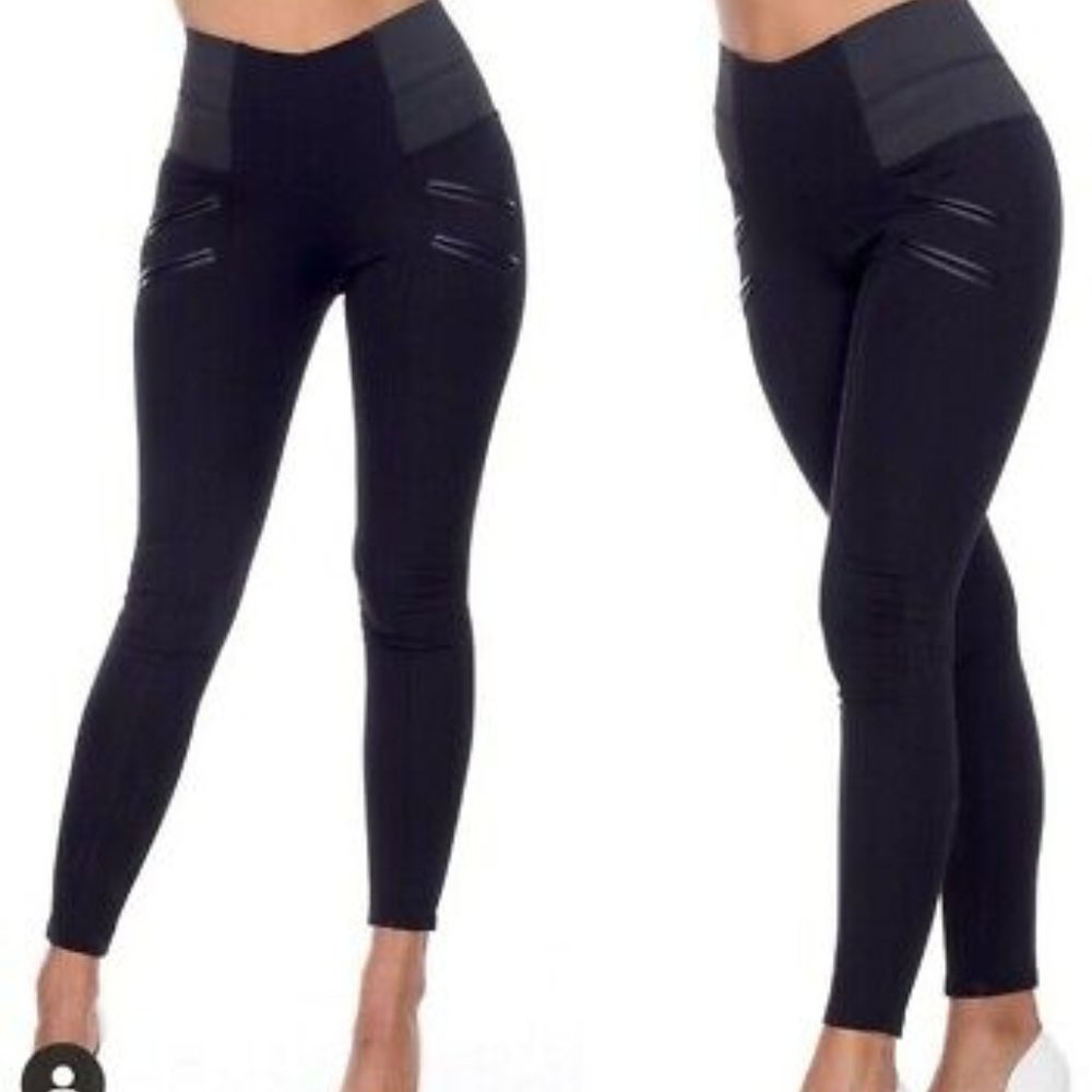 COPY - Women Junior Leggings with Slit Leather pocket Stretch & High waist